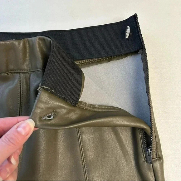 Topshop Piper Faux Leather Leggings Olive  Khaki Green Size 4 - Picture 9 of 14